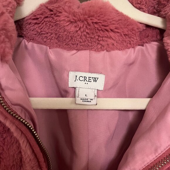 J.Crew Fuzzy Pink Fleece Vest Size L - Picture 2 of 6